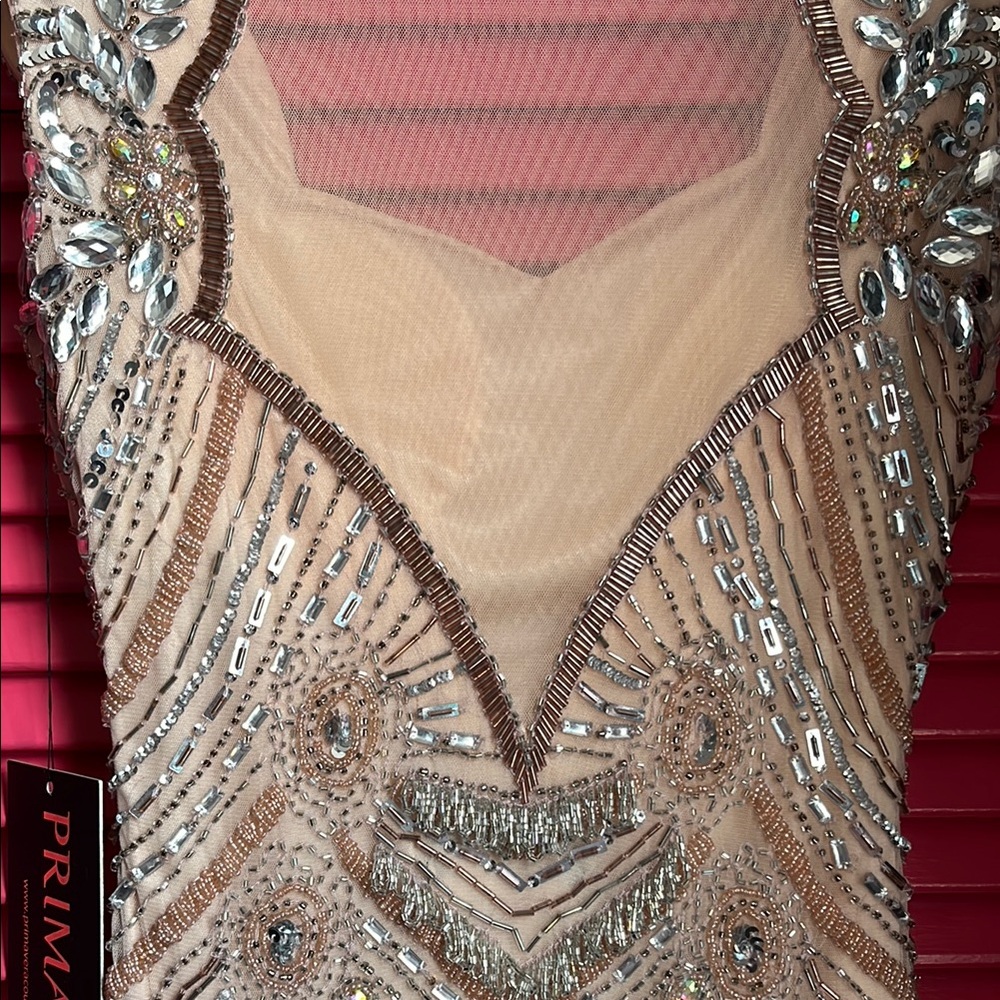 NWT Primavera Couture Gold and Silver Embellished Dress